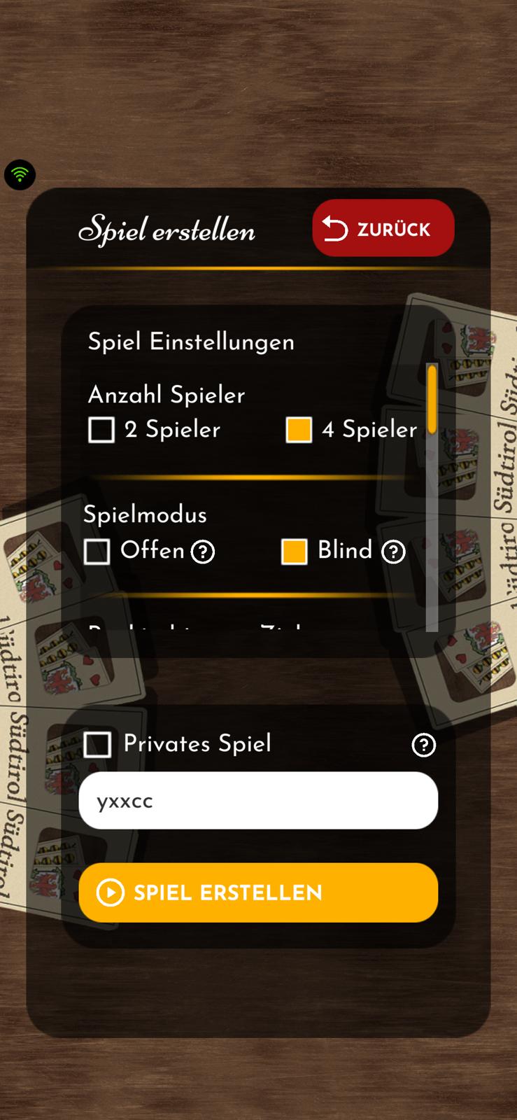 Bildschirmaufnahme watten.online – Spielmodus und Weli-Regeln konfigurieren