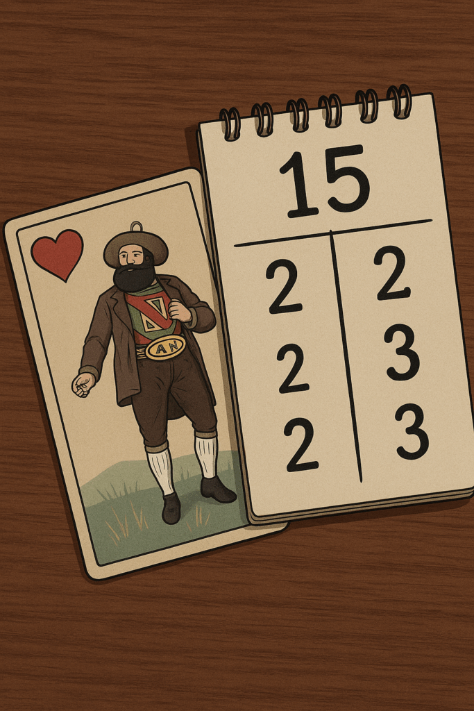 Watten.online Bestenliste / Rangliste für die Watten App - Wattblock mit Punkte auf Notizblock mit Herzober Wattkarte