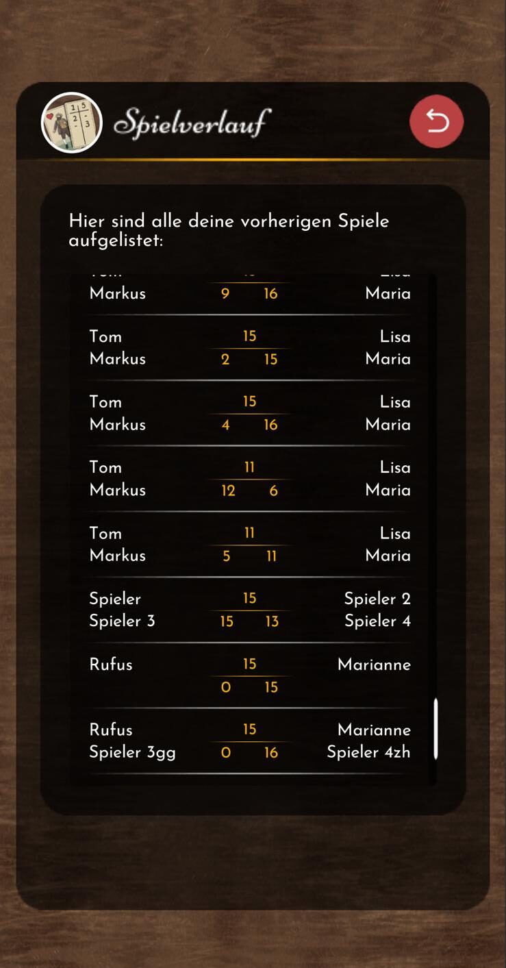 Wattblock App Screenshot (5) / Vorschau - Digitaler Notizblock für das Kartenspiel Watten