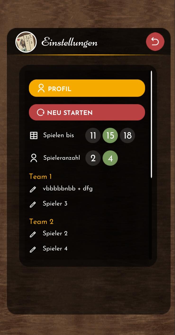 Wattblock App Screenshot (6) / Vorschau - Digitaler Notizblock für das Kartenspiel Watten