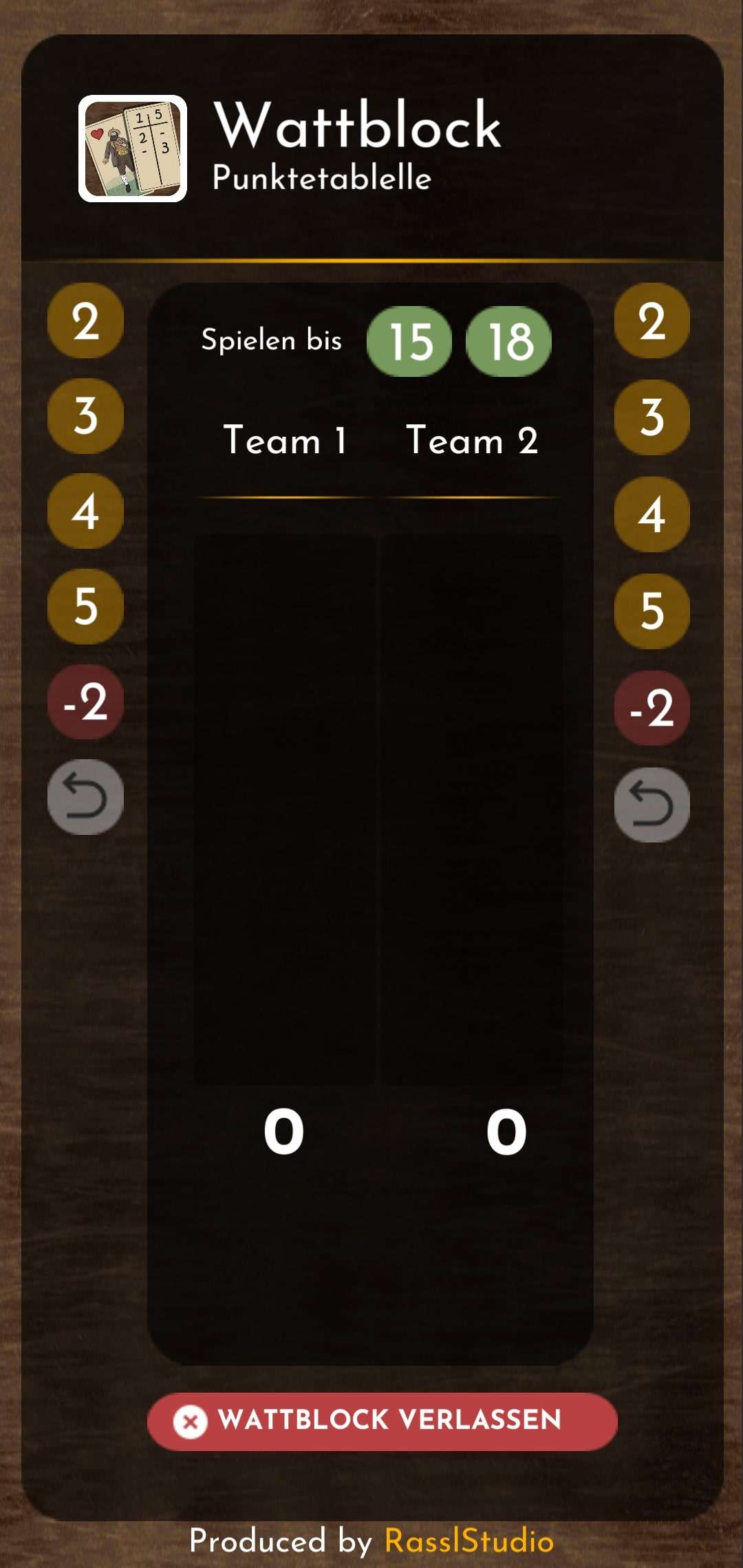 Wattblock App Screenshot (3) / Vorschau - Digitaler Notizblock für das Kartenspiel Watten